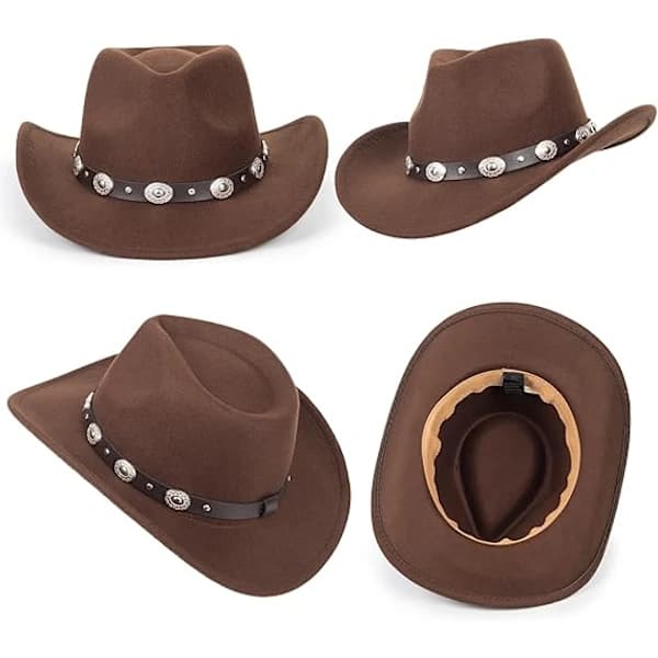 Formbar Western Cowboyhat til Mænd & Kvinder - Filt Fedora Stil style 3