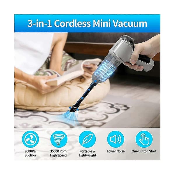Compressed Air Duster, Keyboard Cleaner, 3-in-1 Mini Vacuum Cleaner, Reusable Rechargeable Cordless Air Duster