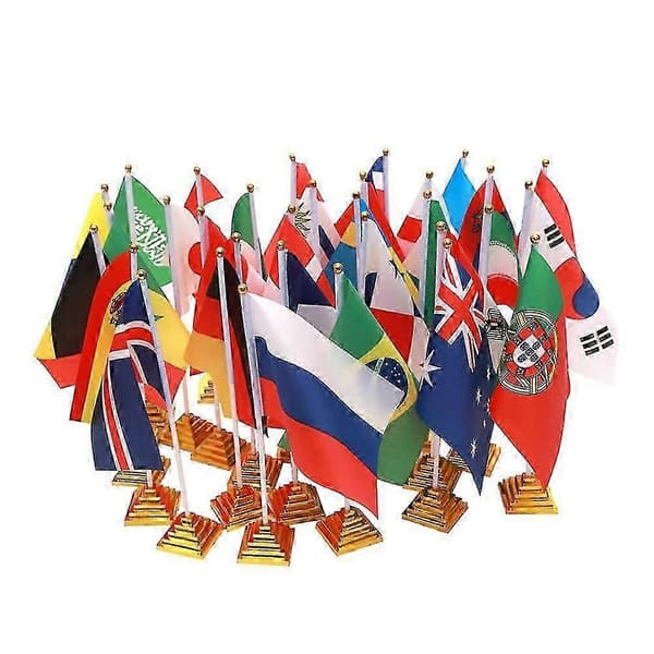 10 Pcs International Table Flags - Durable Polyester Country Flags with Stand for Home and Office Decor 2025