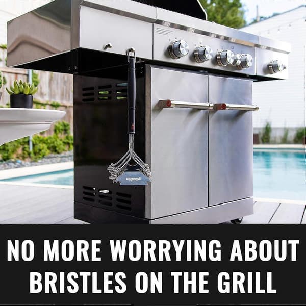 Grillborste för utomhusgrill – Borstfri BBQ-borste med inbyggd skrapa