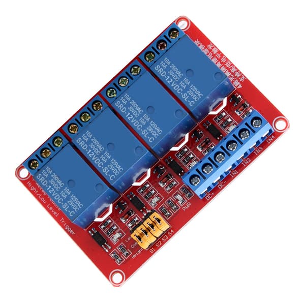4-Channel Optocoupler Relay Module Board High Low Trigger 5V/12V/24V (12V)