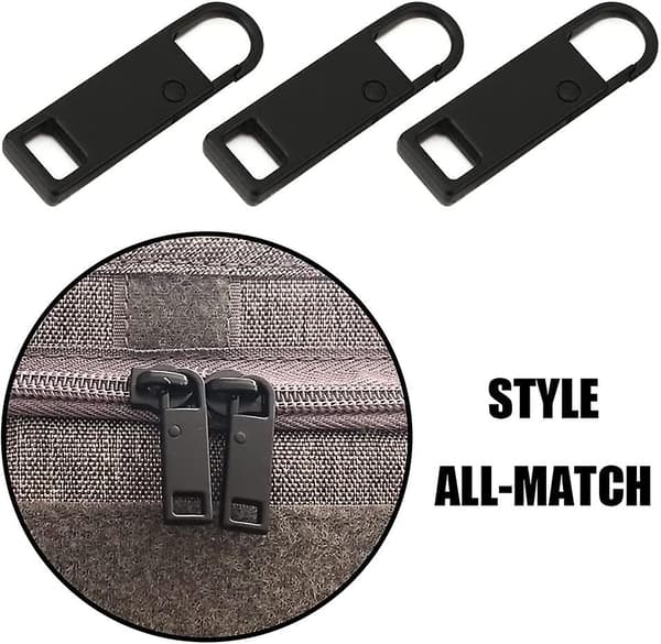 Zipper Zipper Replacement Parts, 10 Pcs Black Zipper Pull Tabs Metal Replacement Zip Fixers