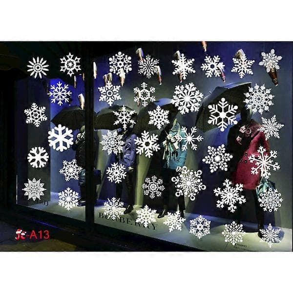 Colorful Christmas Stickers White Snowflakes Electrostatic Glass Decals
