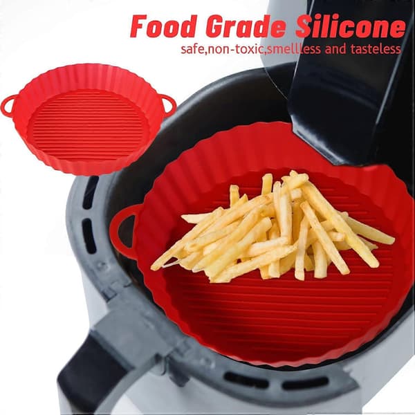 Airfryer-silikonvuoat, 2 kpl, elintarviketurvallinen, punainen