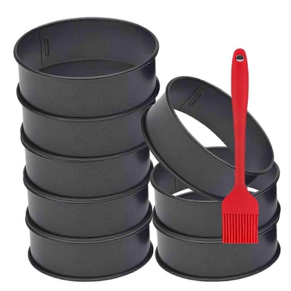 8-pakning muffinsringer i rustfritt stål, 10 cm, crumpetringer, non-stick bakeform, eggeringer