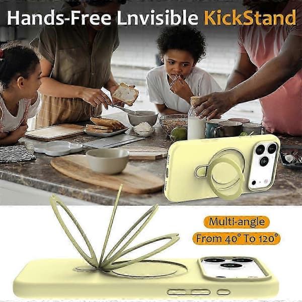 Compatible with iPhone 17 Pro Max Case Compatible with MagSafe Kickstand PC + Silicone Phone Case Yellow szrh