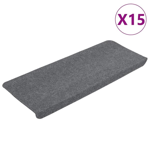 vidaXL Trappetæpper selvklæbende 15 stk. 65x24,5x3,5 cm grå grå gray