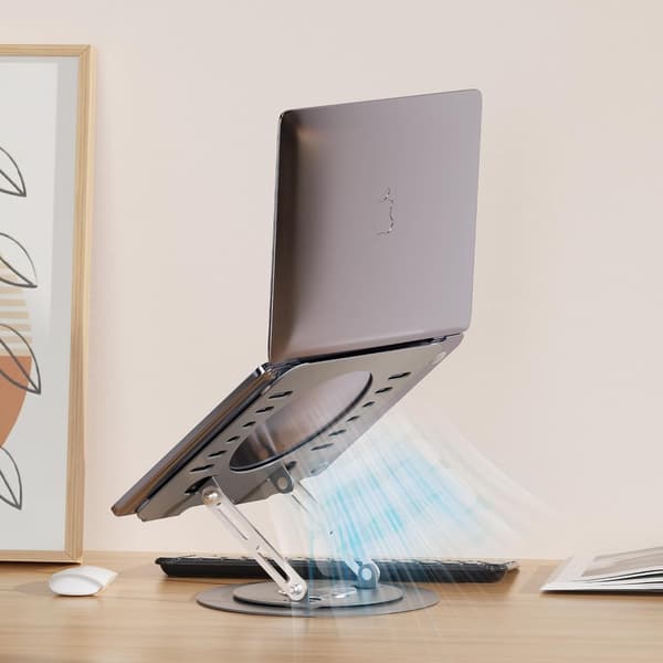 Bærbart laptopstativ, 360 graders rotasjon, ergonomisk sammenleggbart datastativ, justerbar høyde