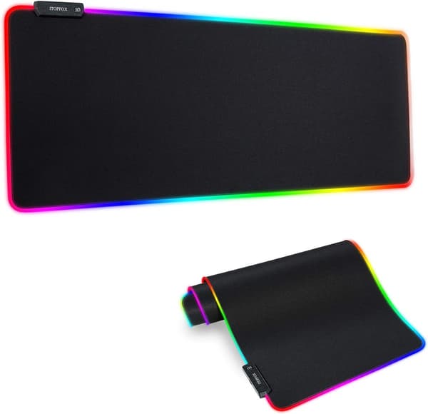 RGB Gaming Mouse Pad - LED Mouse Pad - with 14 Lighting Modes - Non-Slip Rubber Base - Mouse Pad - Suitable for Gamers - 800×300×3 mm - Black