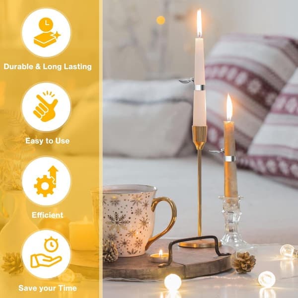 Swedish Candle Snuffer Ring - 8 Pcs Automatic Wick Extinguisher Kit with Storage Box (Silver) silver sliver sliver