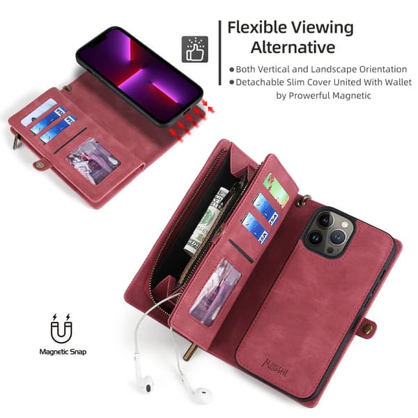Flip-telefon læretui lommebok for iPhone 15 Pro Max