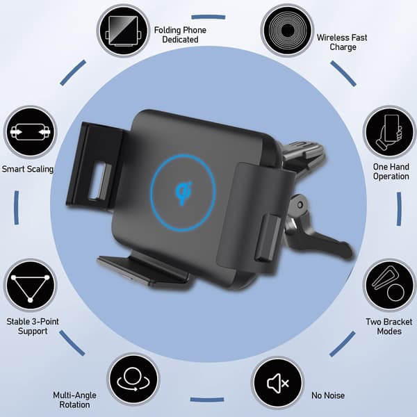 15W Qi trådlös billaddare och hållare kompatibel med Samsung Galaxy Z Fold7 Fold6 Fold5 Fold4 Fold3 Fold2
