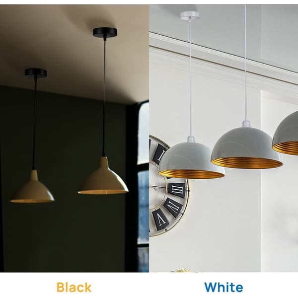 Adjustable E27 Pendant Lamp with 100cm Textile Cable, Black - Compatible with Lampshades, Ideal for Kitchen Lighting