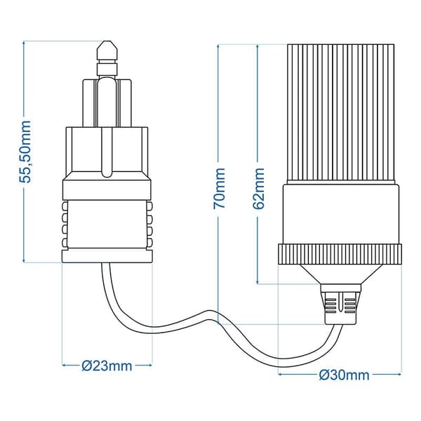 Adapterkabel DIN-kontakt til sigarettenneruttak 12V/24V 8A 15 cm