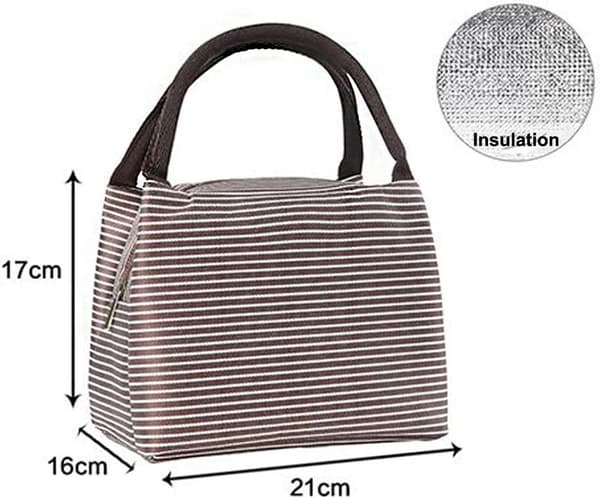 Insulated Foldable Lunch Bag with Zipper, Reusable, Brown, 1 Piece