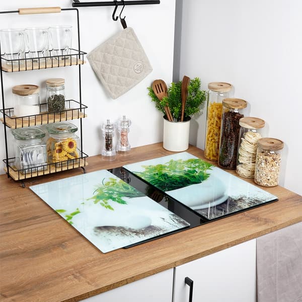 Skärbräda och spislock i glas 60x52 cm 2 st.