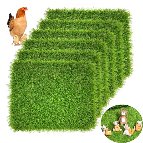 Kyllingerede sæt, 12\" x 12\" græstørv måtter redekasse sengetøj til hønsehus kunstigt græs indendørs udendørs DIY-indretning 3 PCS