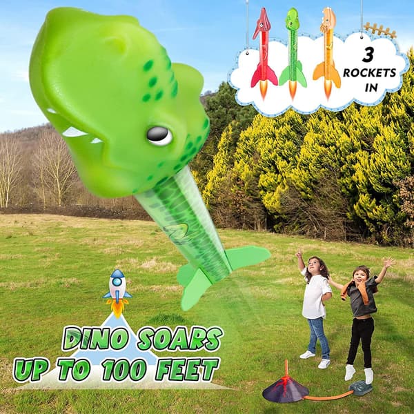 Dinosaur Stomp Rocket Legetøj til Børn Raketopsendelse til Børn - Have- og Udendørslegetøj til Børn (3 stk)
