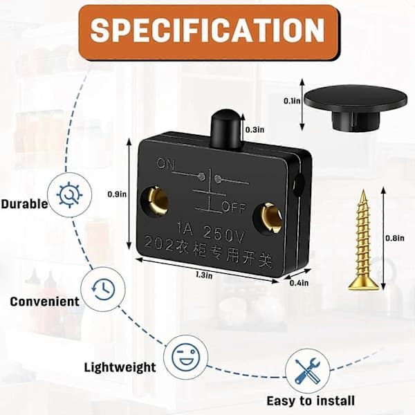 [QD] 8 Pieces Cabinet Switch Automatic Door Switch Contact Switch for 12V 24V 110V