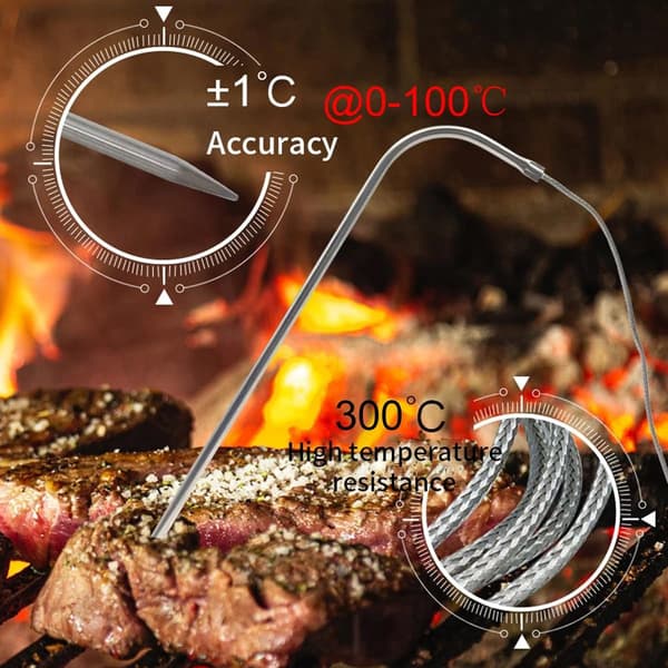 Kødtermometer - Køkkentermometer - Rustfrit stål - Digital - Grilltermometer - Med timer - Magnetisk - Termometer også velegnet til kød, grill, ovn