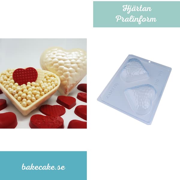Pralinform Hjerte Sjokoladeform - BWB 9397 - Spesiell 3-delt form Transparent transparent