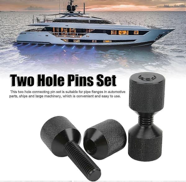Two-Hole Pin Set, 2 Pcs Aluminum 2-Hole Flange Alignment Pins Easy to Use Durable Threaded Two-Hole Pins with Anodized Oxide Black Finish