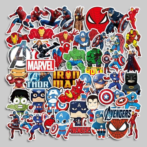100 Avengers Marvel-tarraa, sarjakuva, söpö, manuaalinen matkapuhelin l