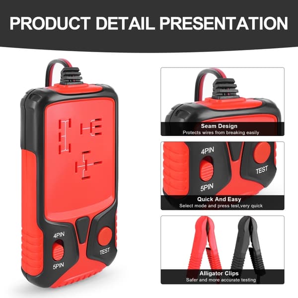 12V Car Relay Tester Battery Tester Car Electronics Relay Tester LED Light Indicator Car Battery Check