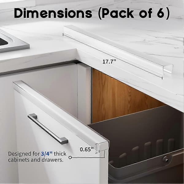 Cabinet Edge Protectors (6-pack), 17.7 inch Clear PVC Cabinet Edge Guards for 3/4 inch Thick K