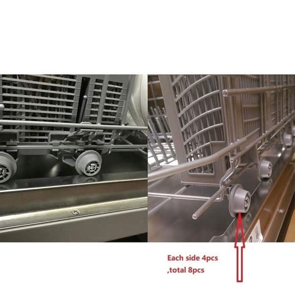 Dishwasher Lower Basket Wheel Replacement - 8 Pack, Compatible with Bosch and Siemens Dishwashers 44