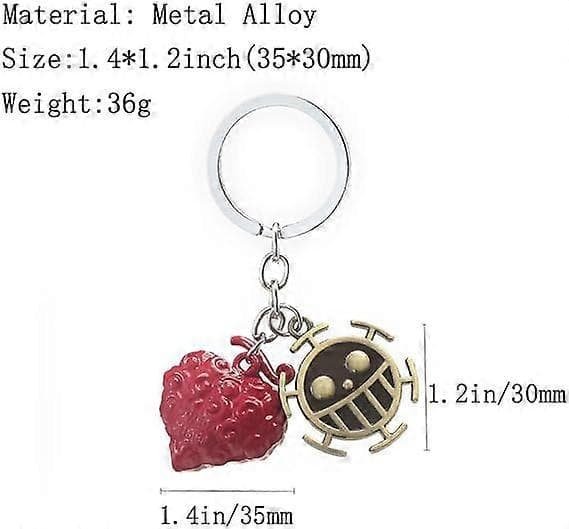 Devil Fruit Nyckelring Set 4st, Zinklegering, One Piece Luffy Trafalgar Law Ace Zoro, Anime Present