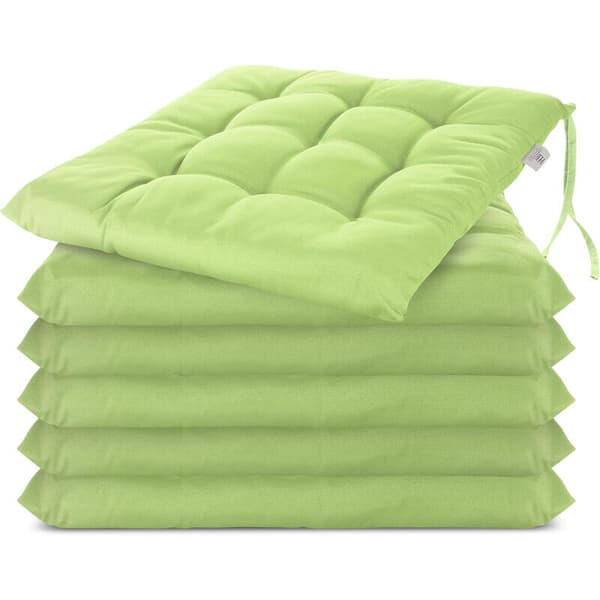 Tikattu tuolinpehmuste, 6 kpl, 40x40 cm, kiinnityksillä sisä- ja ulkokäyttöön, vihreä