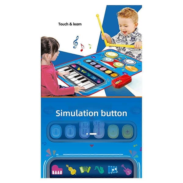 2-i-1 Multifunksjonell Elektronisk Musikkmatte for Barn for å Utvikle Musikkinteresse