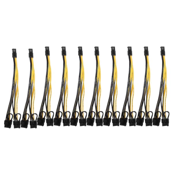 10 stk 6-pin til dobbel PCIe 8-pin (6+2) Grafikkort PCI Express Strømadapter GPU VGA Y-splitter Forlengelse