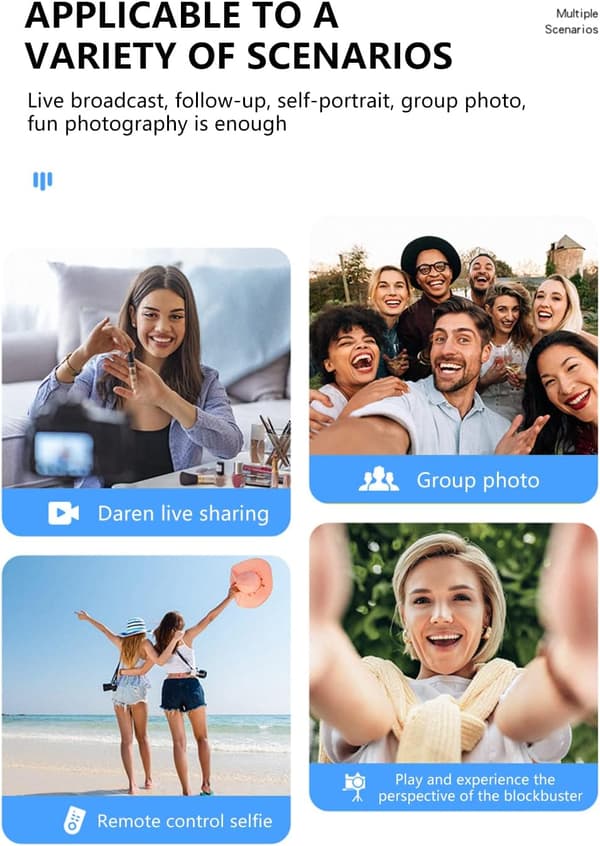 Samadex Videomikrofon Vlogging Kit - Portabelt studio-videoinspelningskit med vikbart mikrofonstativ och selfiestick, för smartphone och kamera