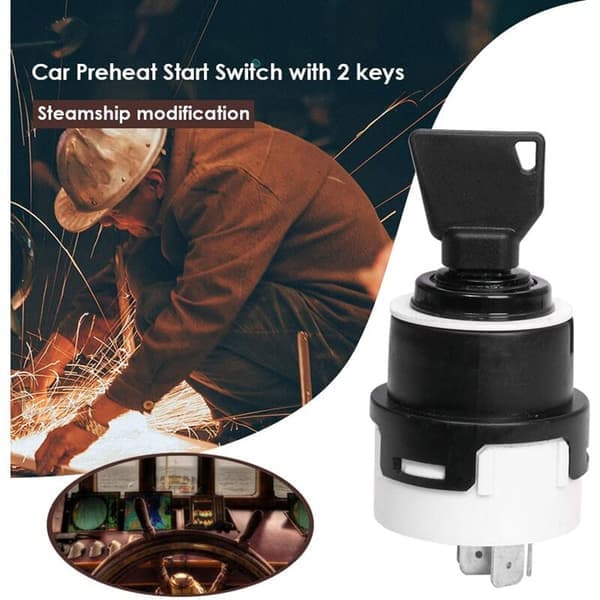 Tenningslås med 9 pinner for kjøretøy, startmotor 24V, egnet for vogn, bil, traktor