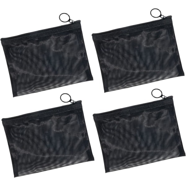 4 stk. Mini Lynlås Toiletartikler Organizer Mesh Taske, Sort Nylon Vandtæt Lille Håndtaske Kosmetik