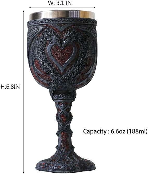 Middelaldersk dobbel drage vinglass - Valentinsdag Dungeons and Dragons W