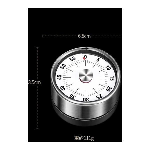 Mekanisk timer - 60 minutter - Køkkentimer, 6,5 cm