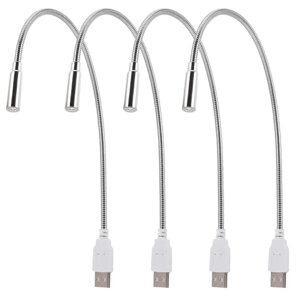 USB Spotlight Gooseneck Portable Night Light Reading Lamp Silver 35X1.5Cm Eye Protection 4-pack