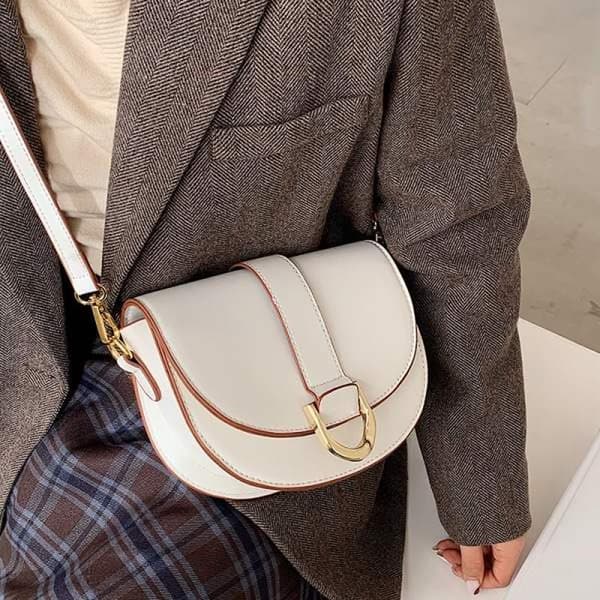Portable Khaki Saddle Bag Shoulder Bag Underarm Bag