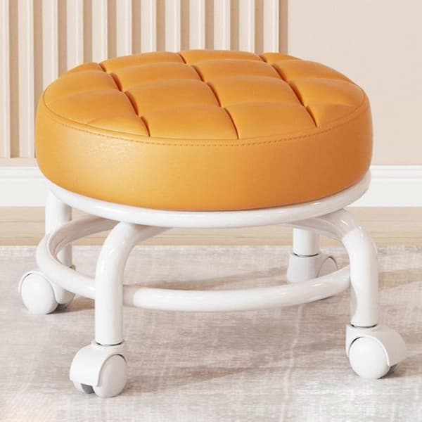 360° Rotating Rolling Stool Household Stool Movable Stool Low Noise Pulley Low Stool Universal Swivel Wheels For Kitchen Home Orange Orange Orange