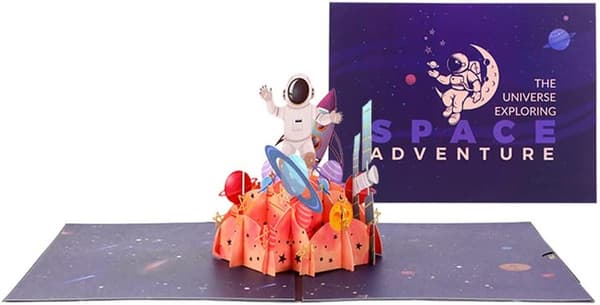 Bursdagskort, 3D-eksamenskort, Pop-up astronautkort, Hilsen
