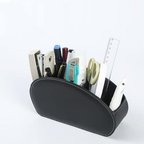 PU Leather Remote Control Holder, Multifunctional Organizer with 5 Compartments, Storage Box for TV Remote Controls, Pens, Makeup Brushes