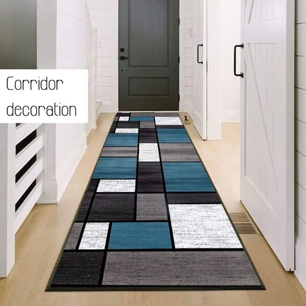 Non-slip Washable Kitchen Mat, Absorbent Geometric Patterned Rug for Hallway, Living Room, Bedroom - Various Sizes