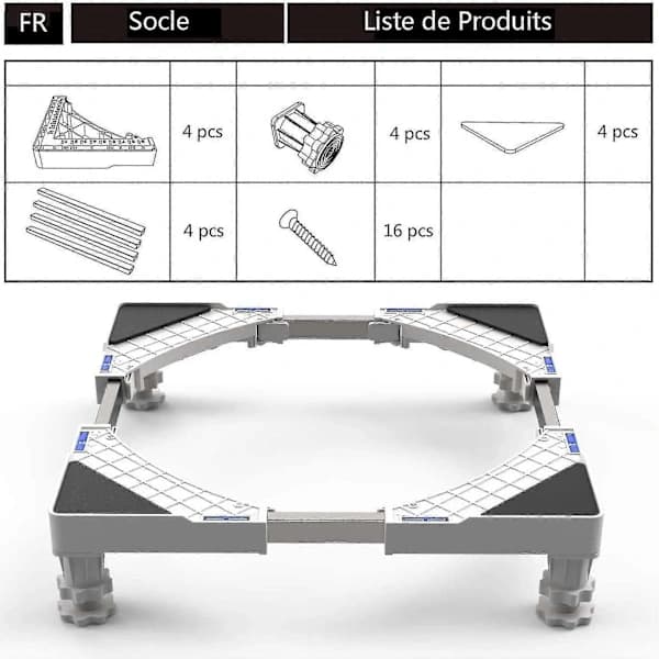 Washing Machine Stand Adjustable Anti-vibration Base for Dryer Refrigerator Mini Fridge Stainless Steel 41-64cm