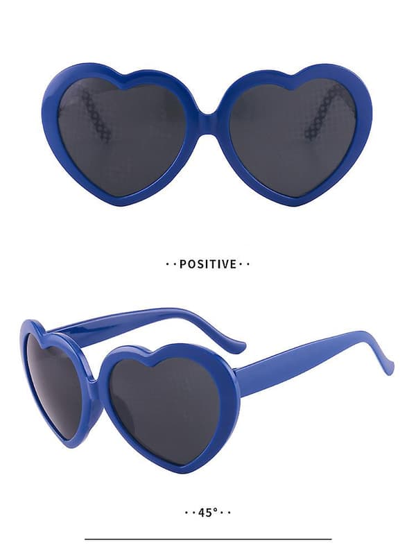 Hjerteformede briller med lyseffektdiffraktion, ferskenformede specialeffektbriller, 3D hjerteformede solbriller Blå Blue