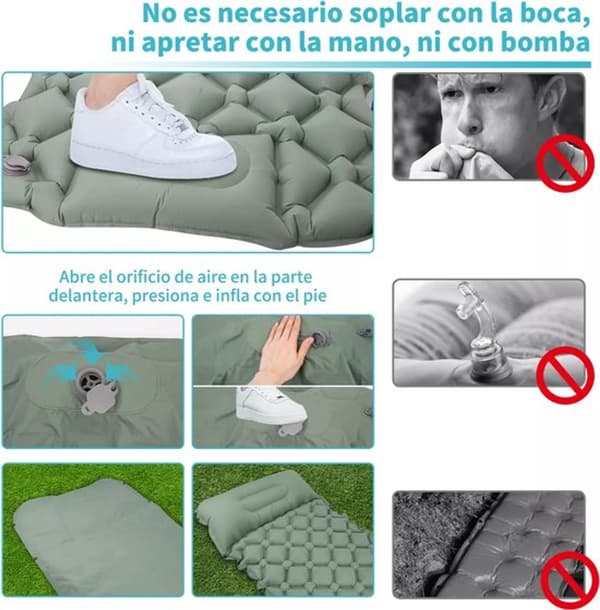 Self-inflating sleeping pad - Self-inflating with built-in foot pump - 195x60x7 cm