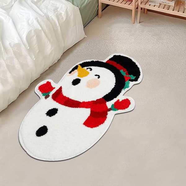 Jul Snögubbe Trädformad Dörrmatta Absorberande Halkfri Juldekor För Hem Kök Sovrum Vardagsrum 40x60cm