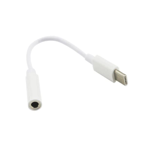 DAC USB C til 3,5 mm AUX-adapter til hovedtelefoner Højttalere hvid